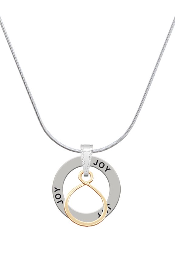 Goldtone Infinity Loop Joy Ring Charm Necklace, 18"