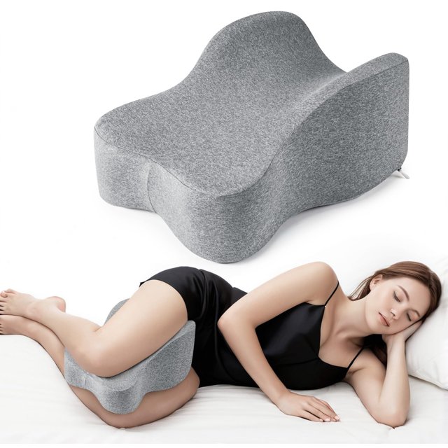 Almohada de rodilla Anzhixiu, larga, para dormir de lado, color gris