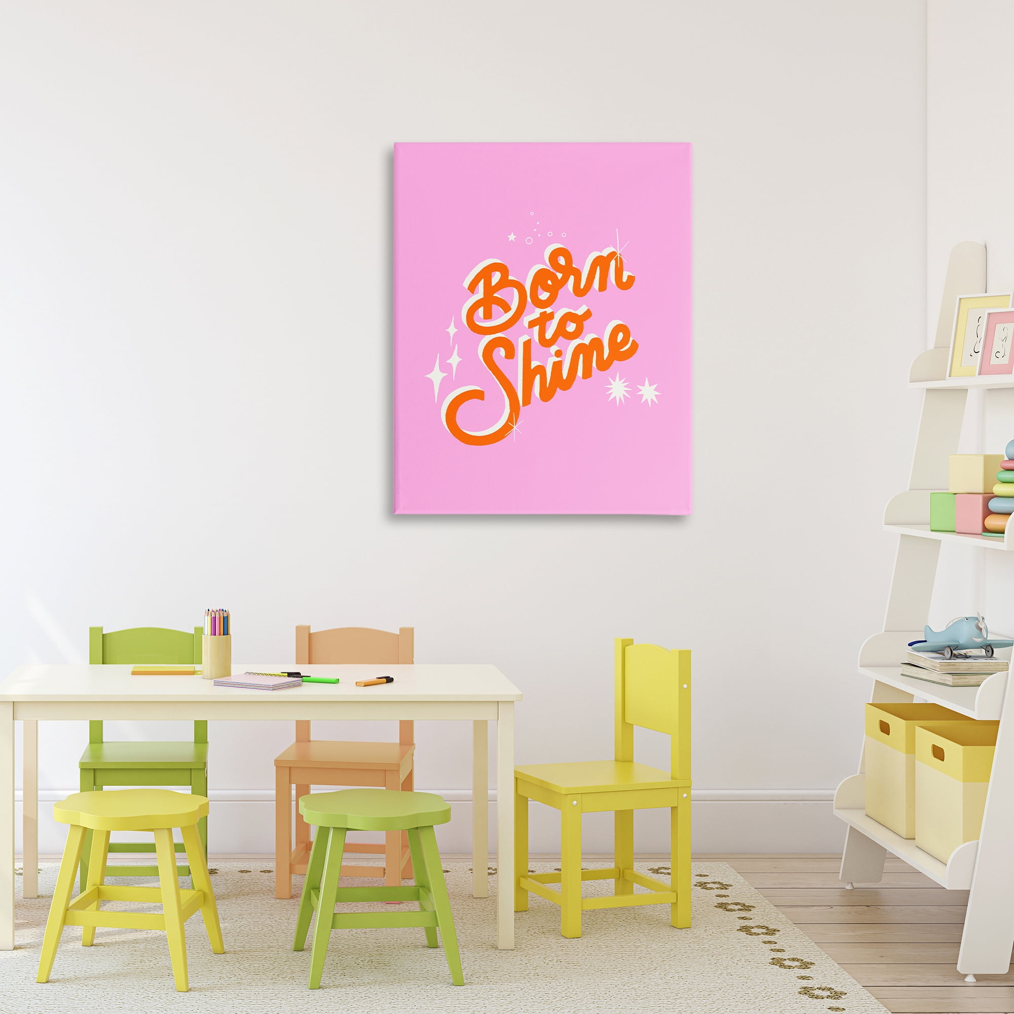 Stupell Industries Born To Shine on Pink Canvas Wall Art, design by Indira Prieto | IndySign