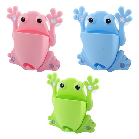 Household Frog Design Suction Cup Toothbrush Toothpaste Holder Rack 3pcs