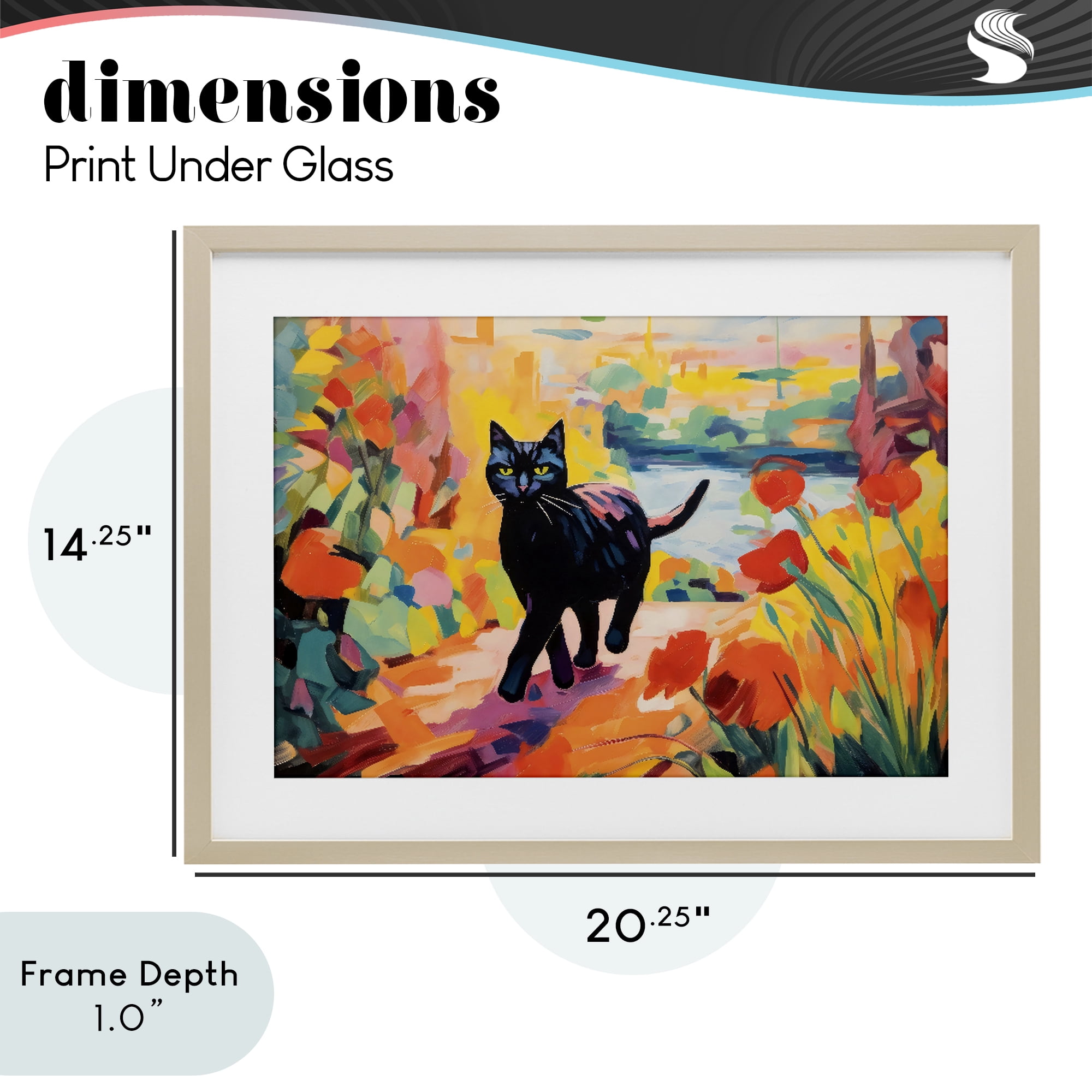 Stupell Industries Sunlit Black Cat in Garden Birch Framed Print Under Glass, design by Creative Studio