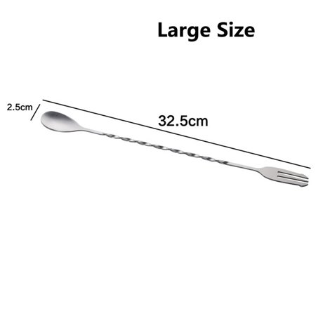 

1Pcs Durable Stainless Steel Kitchen Stirring Bar Cocktail Fork Spoon Bar Appliances Cocktail Double Head Spiral Shape