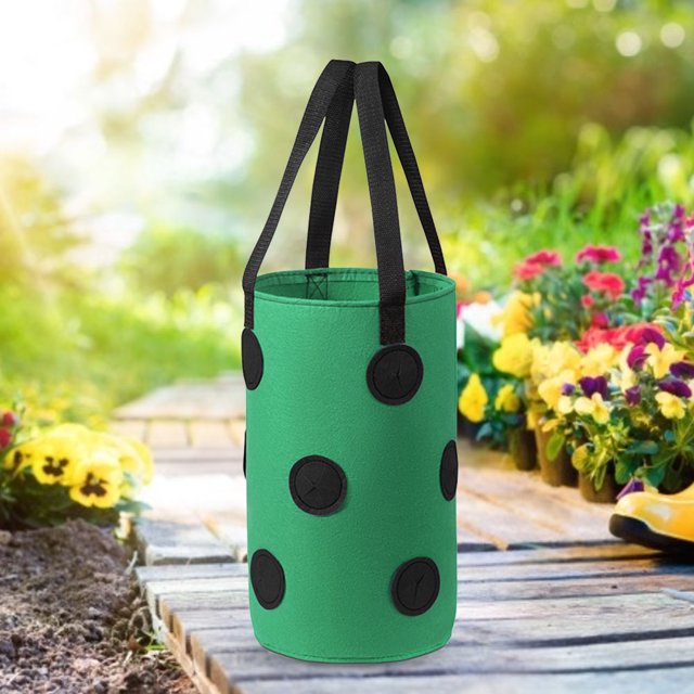 Bolsa colgante de múltiples bocas para jardín bolsa de fieltro Vertical Likrtyny para cultivo de plantas de fresa plantador colgante para vegetales al aire libre bonsái
