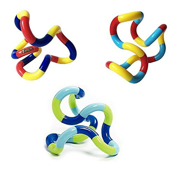 Tangle Twister Fidget Toy, of 3, Carnival, Tropical, Light Blue Green -