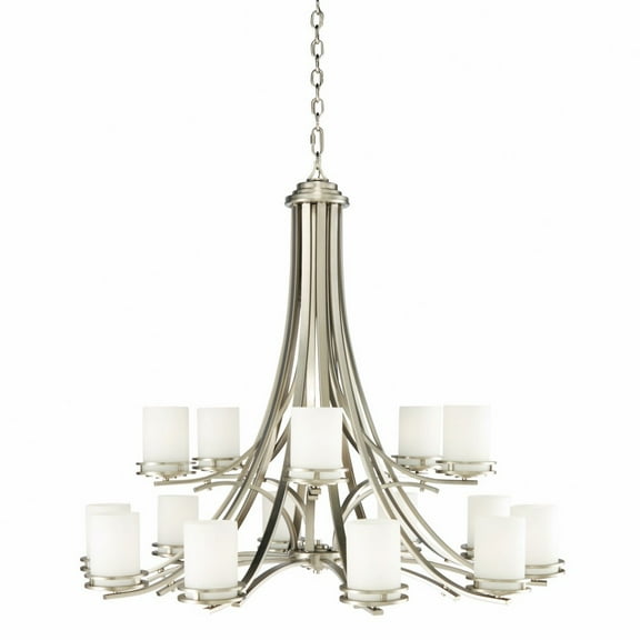 Fifteen Light Two Tier Chandelier With Soft Contemporary Inspirations 36.25 Inches Tall By 42.25 Inches Wide-Brushed Nickel Finish Kichler Lighting