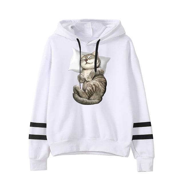 Penkiiy Chandails à Capuche pour Femmes Chandail à Manches Longues à Rayures chandail à Capuche Blanc Vêtements Y2K