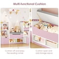 thumbnail image 3 of Hiphuta 72"Wide Kids Bookcase with Reading Nook and Under Bench Storage, Wooden Toy Storage Organizer & Book Rack for Kids Room, Pink, 3 of 6