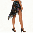 thumbnail image 4 of LWavelet Sequin Fringe Asymmetrical Mini Skirt Women Glitzy Dance Party Trendy Sparkly Bottoms Multicolor One Size, 4 of 4