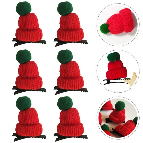 Homoyoyo 6pcs Christmas Hairpins Set Knit Hair Accessories for Holiday Parties and Fun Seasonal Activities