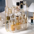 thumbnail image 1 of Estante organizador de maquillaje de 3 niveles, estante de almacenamiento, estante de exhibición, soporte de almacenamiento para varios baños, encimer claro Macarena Almacenamiento de escritorio, 1 of 8