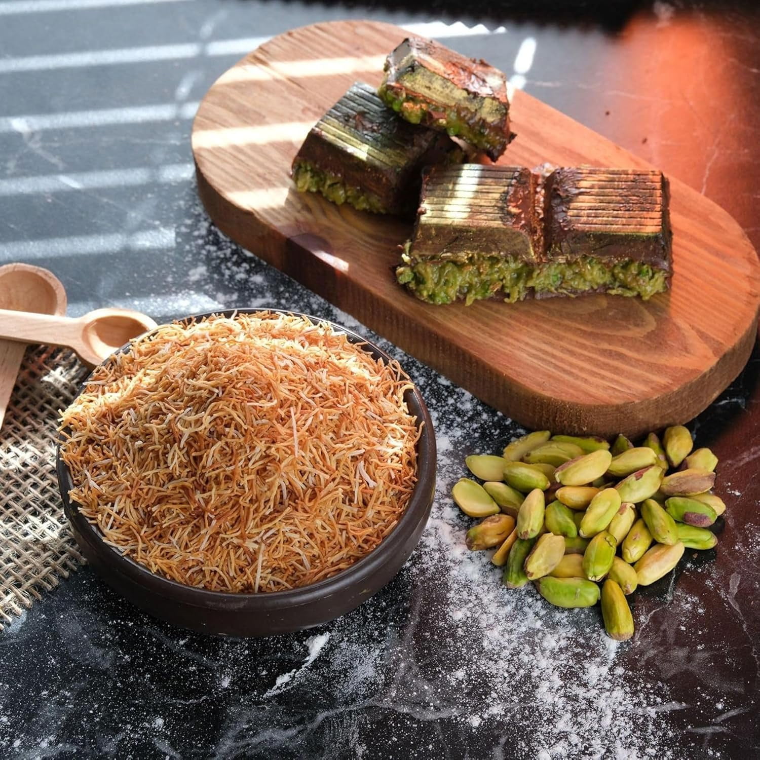 Kataifi - Pistachio Cream Bundle, Perfect Choice for Dubai Chocolate Bar, Kataifi Shredded Fillo Dough, Kadayif,Kataifi Pastry 500 gr/1.1 lb - Dubai Chocolate - Dubai Knafeh - DIY Dubai Chocolate Bar