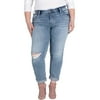 Silver Jeans Co. Women's Plus Size Boyfriend Mid Rise Slim Leg Jeans Plus Size