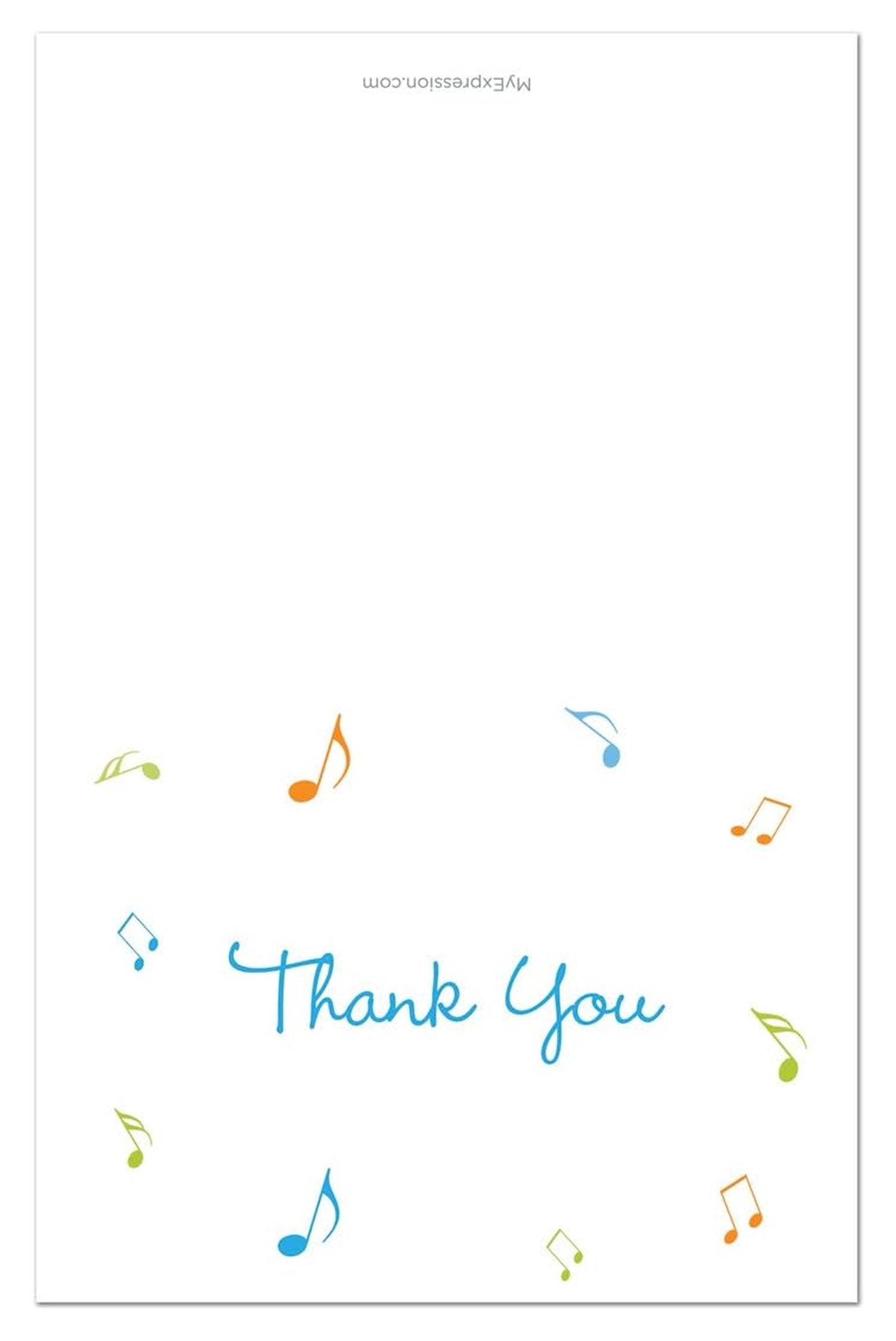 50 Music Notes Thank You Cards (Blue Green Orange)