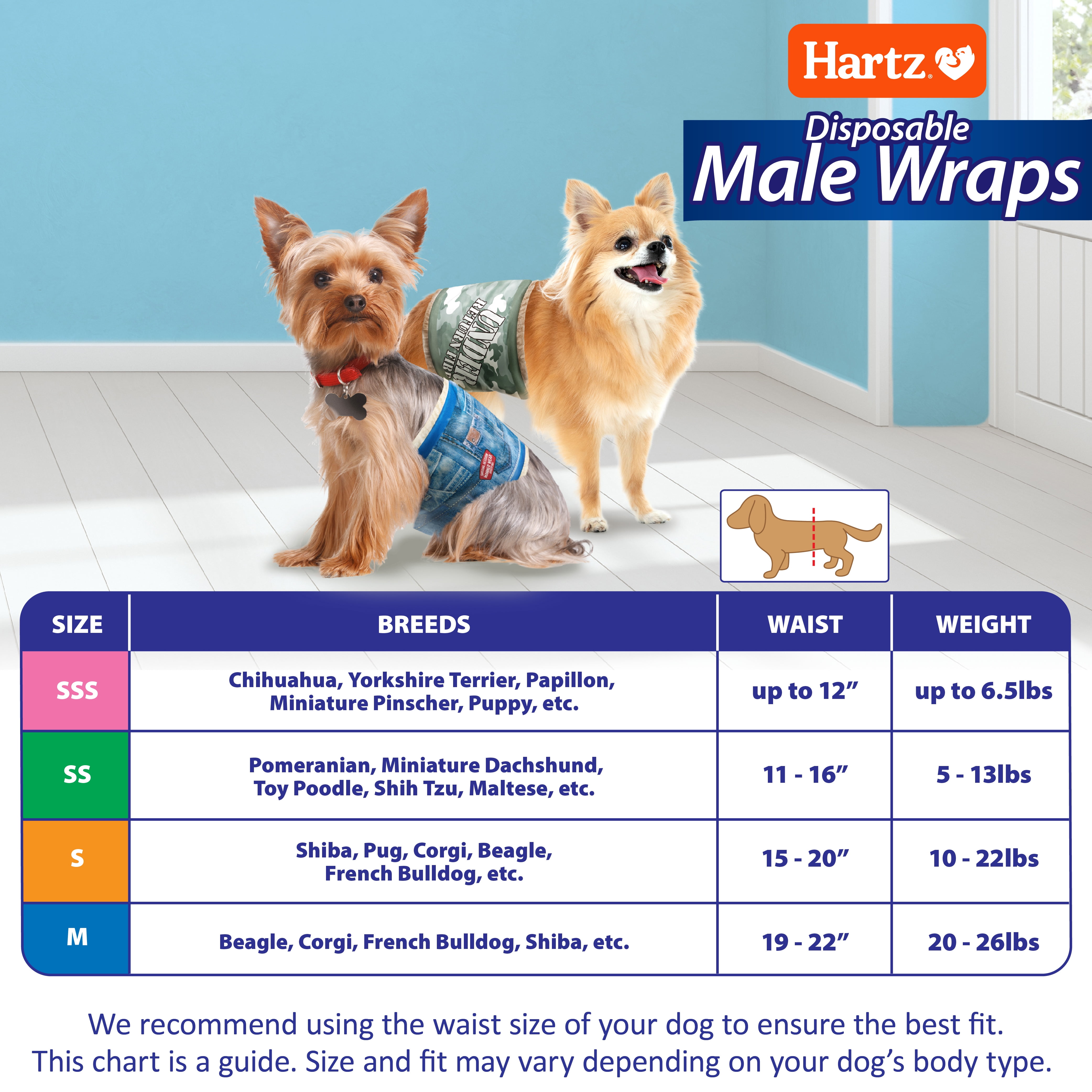  Wiki Wags Disposable Dog Wraps  Leak Proof Dog Diaper for  Male Marking and Incontinence, Small : Pet Diapers : Pet Supplies