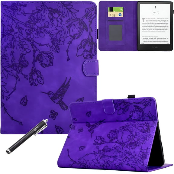 GJX Case for Kindle Paperwhite (12th Generation, 2024), PU Leather Magnetic Closure Wallet Case Auto Sleep/Wake for 7 inch Kindle Paperwhite / Kindle Colorsoft Signature Edition 2024, Purple