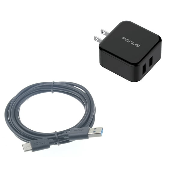 Compatible With OnePlus 7 Pro - 30W 2-Port Adaptive Fast Home Quick Charger 6ft Type-C USB Cable Adapter Wall Travel AC Power G1W