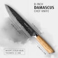 thumbnail image 3 of Cuchillo de Chef Japonés Hecef 8 pulgadas acero de Damasco, 3 of 10