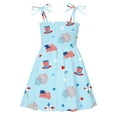 thumbnail image 2 of Pandaie 4th of July Toddler Girl Outfit Smocked USA Dress Sleeveless Tie Strap Dresses Kids Summer Beach Patriotic Clothes 12-18 Months Sky Blue, 2 of 3