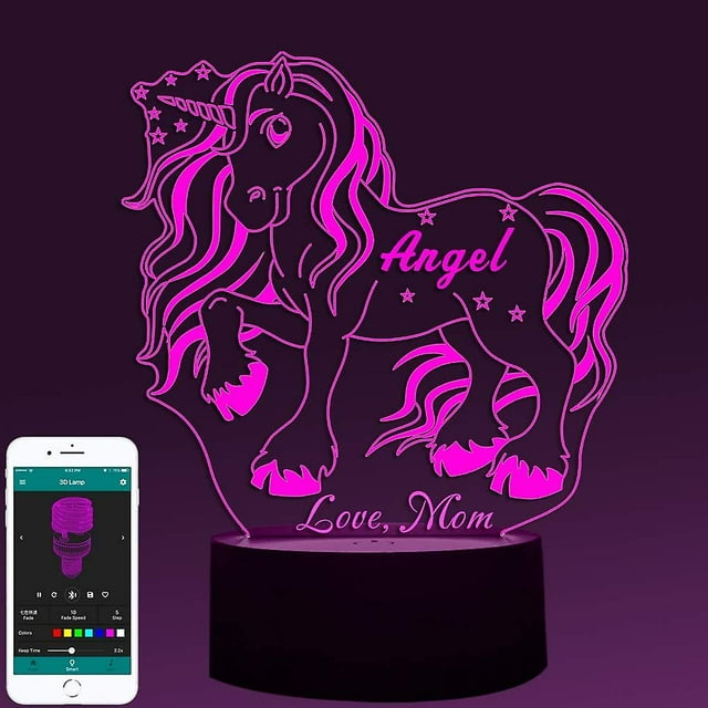 Regalos para niñas, luz nocturna 3d personalizada para niños, regalo de cumpleaños para niños, regalo para hija, nombre personalizado, lámpara de unicornio 3d, regalos para Feliz Sencillez