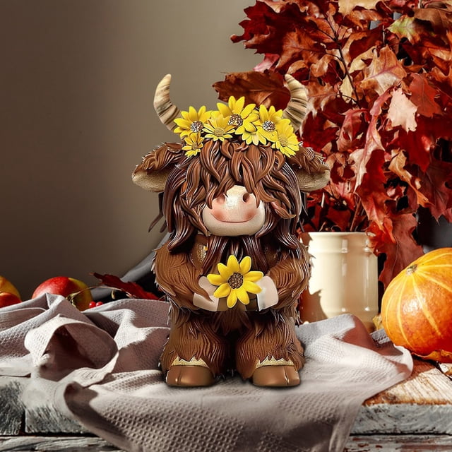 Fiudx Decoración Familiar de Vacas para Halloween, Adornos de Resina de Ganado, Decoración Festiva para Jardín y Porche, Centro de Mesa Único para El Hogar, Regalo Perfecto para Celebraciones Navideñ