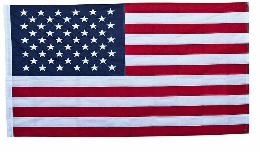3X5 FT USA Embroidered White Sleeve Pole Pocket Deluxe Nylon Stars American Flag
