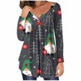thumbnail image 2 of Pntutb Mujer Casual Navidad Impreso Jersey Cuello Redondo Manga Larga Botones Blusa tops Pntutb Pntutb-5274, 2 of 6