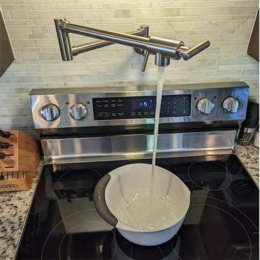 Wall Mount Pot Filler Faucet with Brushed Nickel Finish, Dual Swing Joints, and Easy Installation - Perfect for Busy Home Cooks