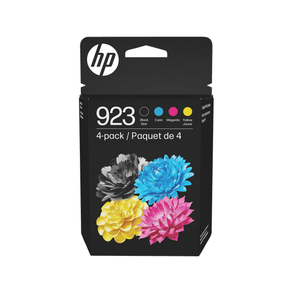 HP 923 CMYK Original Ink Cartridge 4-Pack, ~500 pages K, ~400 pages C/M/Y,