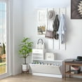 thumbnail image 2 of Narrow Freestanding Shoe Rack, Combination Model Gate Cabinet with Shoe cabinet+Hang shelf+ Mirror for Entryway,White, 2 of 5
