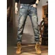 thumbnail image 3 of Pantalones ajustados de trabajo ajustados para hombre, pantalones vaqueros ajustados para hombre, ropa de primavera y otoño apilada, moda coreana 2024, 3 of 4