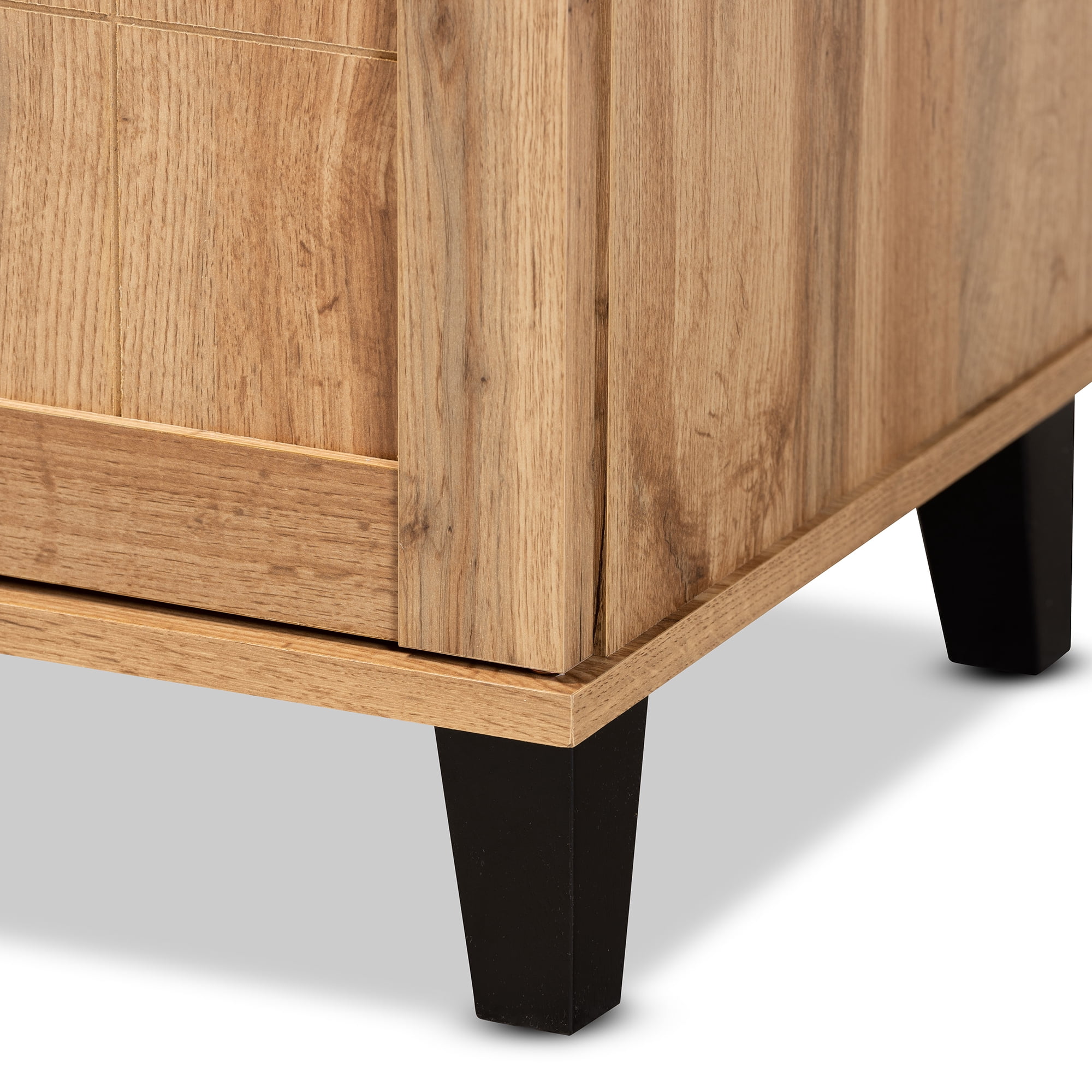 Baxton Studio Glidden Modern and Contemporary Oak Brown Finished Wood 2-Door Shoe Storage Cabinet