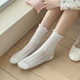 thumbnail image 2 of Women's Adorable Ruffled Lace-Up Socks Wicking Cotton for Casual Comfort 3 Pairs - White, 2 of 7