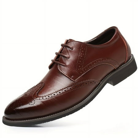 

XIAOGZAHUOP Breathable Formal Wingtip Brogues - All-Season Non-Slip Lace-ups with Pointed Toe Perfect for Business & Weddings
