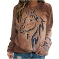 thumbnail image 2 of Chandails à Capuchon Mode pour Femmes 2023 Décontracté à Manches Longues Col Rond Imprimé Chandail pour Dames Hauts Blouse Rabais de 50 % Liquidation Costumes d'Halloween/Noël, 2 of 5