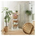 thumbnail image 3 of 3-Tier Floor Stand with Water Hyacinth Storage Baskets, White/Natural - Standing Organizer Rack for Bathroom, Kitchen, Laundry, Living Room, 3 of 4