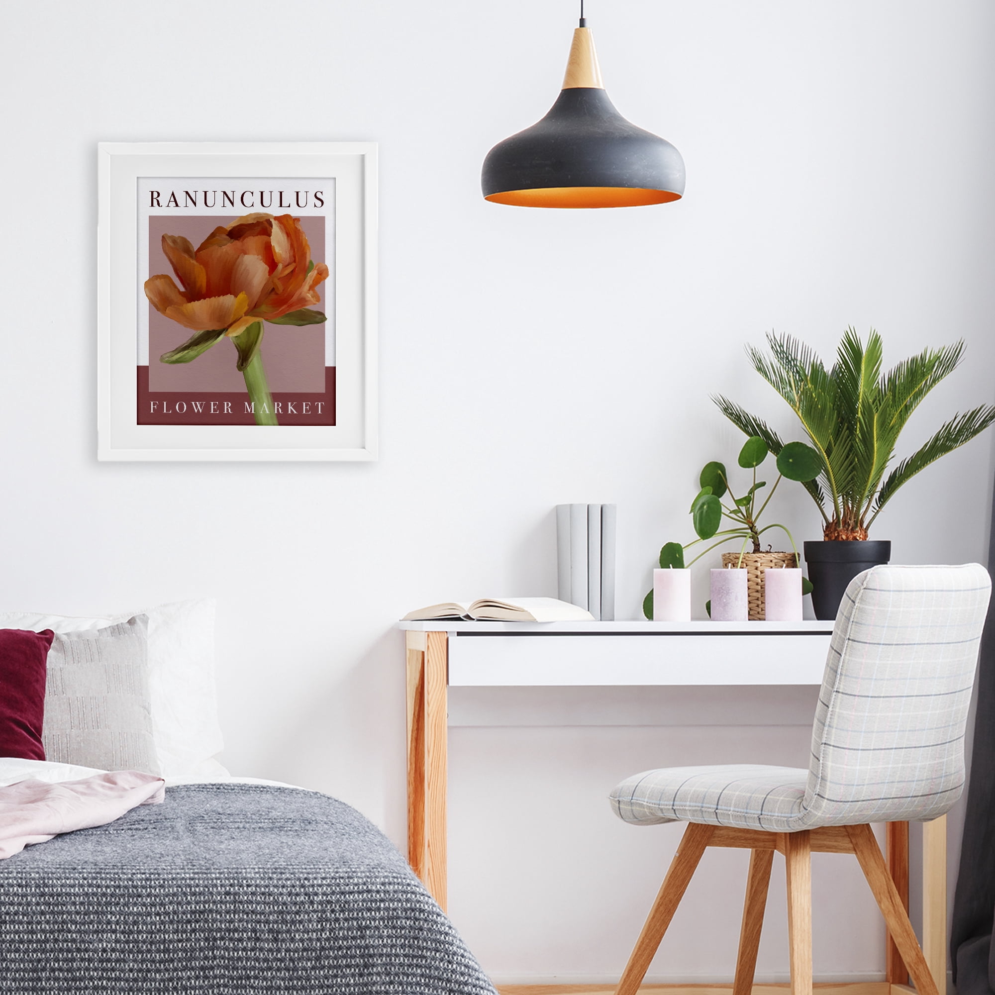 Stupell Industries Ranunculus Flower Market White Framed Print Under Glass, design by Jennifer Stith