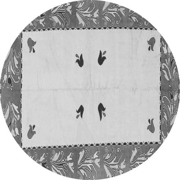 Ahgly Company Indoor Round Oriental Gray Modern Area Rugs, 3' Round