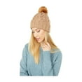 thumbnail image 3 of UGG Women's Knit Cable Beanie Faux Fur Pom in Camel, O/S US, 3 of 5