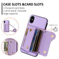 thumbnail image 3 of Wallet Case for iPhone XR, Classic Lychee Texture PU Leather Purse Case with Accordion Card Slots, Protective Crossbody Flip Cover with Zipper Shoulder Strap Lanyard for iPhone XR, Purple, 3 of 8
