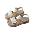 thumbnail image 2 of ZunFeo Girls Floral Sandals Ivory White for Kids Little Kids, Adjustable Strap Open Toe Summer Dress Shoes, Comfortable Soft Sole Sandals, Size 5T-1Y,Size 12 Months, 2 of 9