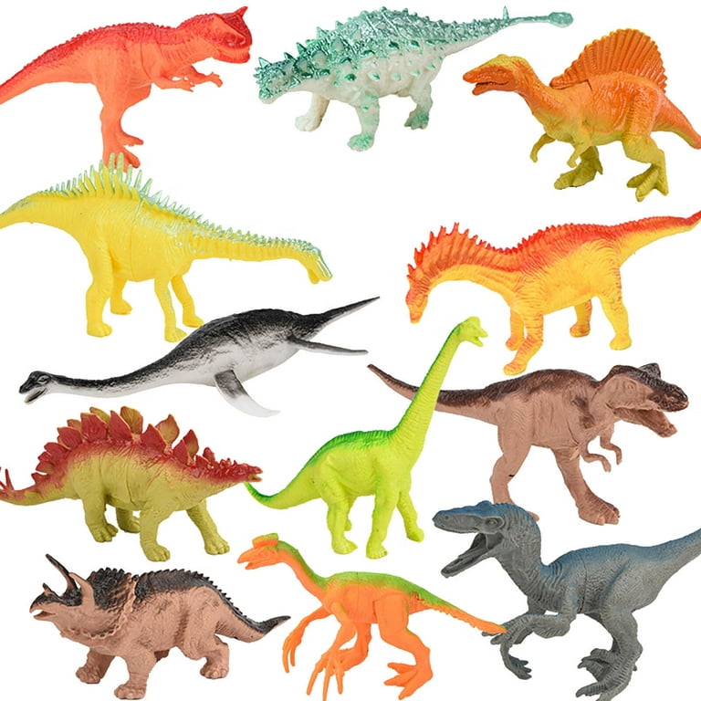 PREXTEX 10'' Dinosaur Figures - 12 Plastic Dinosaur Toys for Boys & Girls -  Assorted Dinosaurs Include T-Rex & More - Dinosaur Toys for Kids 3-5+