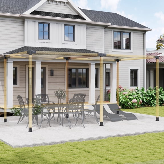 Outsunny DIY Pergola Kit, Pergola Brackets with 3-Way & 4-Way Corner Brackets and Post Base for 4"x4" (Actual 3.6"x3.6") Lumber, 12 PCS