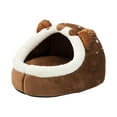 thumbnail image 2 of Cat Bed Warm Nest Dog Hut Kennel Winter Soft Plush Hooded Sleeping Pad Tent , Multi Brown M, 2 of 8