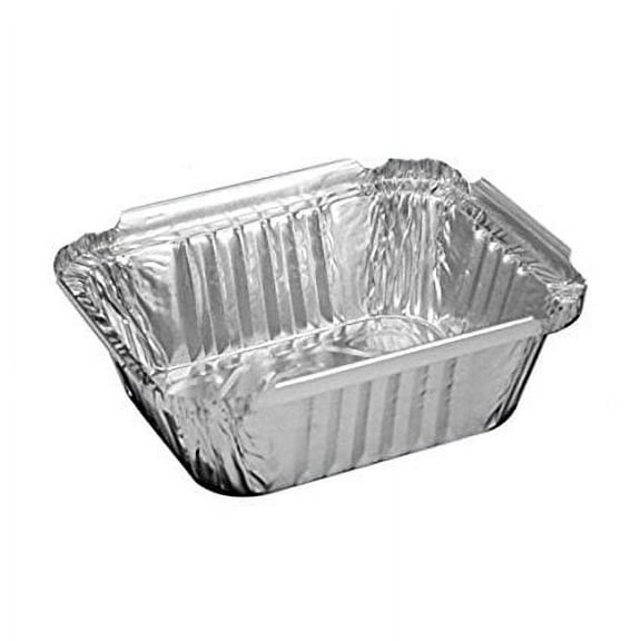 Smart USA 705, 1-Lbs Oblong Aluminum Foil Pans with Foil Flat Lids, Take Out Baking Disposable Foil Containers with Matching Covers (100)
