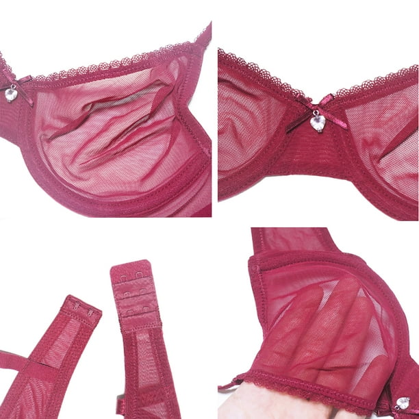 New Lingerie Mesh Unlined Bra Set See-Through Bra&Panty Transparent  Underwear CD