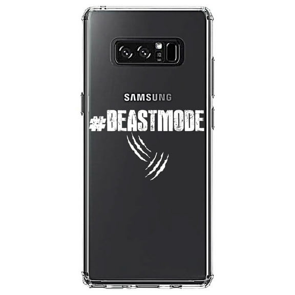 DistinctInk Clear Shockproof Hybrid Case for Samsung Galaxy Note 8 - TPU Bumper Acrylic Back Tempered Glass Screen Protector - #Beastmode Beast Mode