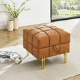 thumbnail image 2 of Smilegend 22" Faux Leather Storage Ottoman, Scratch-Resistant Entryway Bench with Storage, Pet-Friendly Footrest with Gold Metal Legs, Orange, 2 of 8