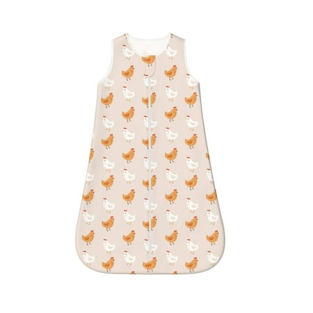 

Fotbe Funny Chicken Pattern Sleep Sack - Baby Wearable Blanket with Zipper Extra Soft Cotton Sleeveless Sleeping Bag for Infants-Small