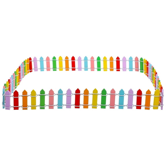FUTUREORYY Fairy Garden Fence Picket Fence Multi Colored Wood 1Pcs