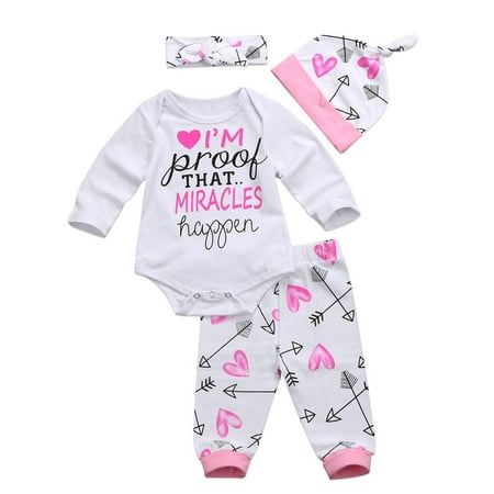 - Details about 4x Pink Toddler Newborn Baby Girls Romper+Pants Miracles Happen Clothes Outfits